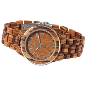 Excellanc 2810007-001 Unisex Armbanduhr aus Zebraholz