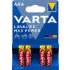 Varta Longlife Max Power LR03/AAA (Micro) (4703) - Alkali-Mangan Batterie (Alkaline), 1,5 V
