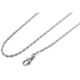 Edelstahl Damen Kordelkette Halskette 2 mm 42 cm + 5 cm Länge silberfarben Karabinerverschluss