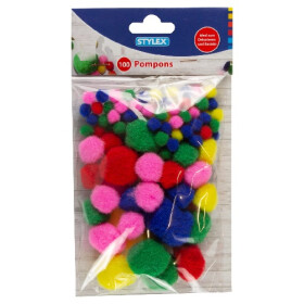 Stylex 46467 Pompons 100 Stück verschiedene Farben