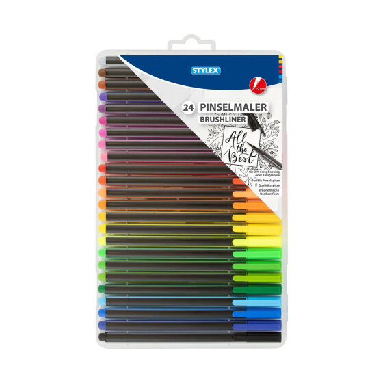 Stylex 32835 Pinselmaler 24 verschiedene Farben flexibler Pinselspitze