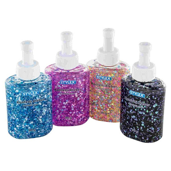 Stylex 23383 Konfetti Glue 90 g Flasche verschiedene Farben
