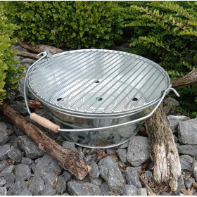 Zink Grill 45cm Edelstahl Grillrost und Tragebügel -...