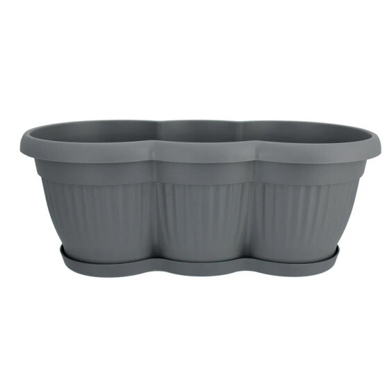 Centi Blumenkasten KRETA anthrazit PP 40 x 19 x 17 cm inkl. Untersetzer
