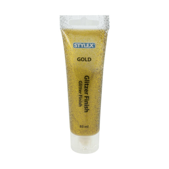 Stylex 28609 Glitzer Finish Gold - Klebstoff mit Glitzerpatikeln goldfarben 83 g Tube