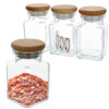 Centi MARBURG Gewürzgläser Echtglas Buchenholzdeckel 3er Set 150 ml d= 5,5 x 6 x 10 cm