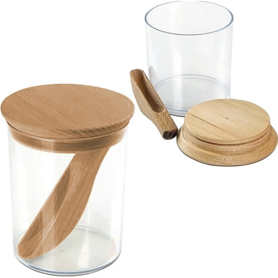 Centi MARBURG Vorratsbehälter Kunststoff Buchenholzdeckel 500 ml d= 10,2 cm Höhe 12,5 cm