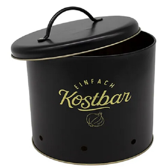 Livinja KOSTBAR Metalldose mittel schwarz ca. d= 18 x H= 21 cm für Zwiebeln