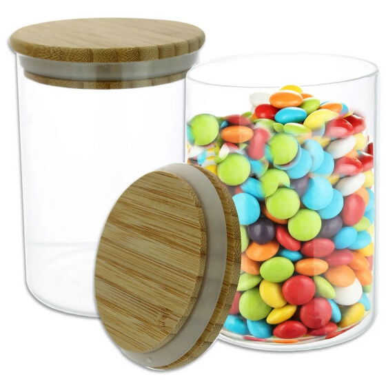 Sustania ASTI Frischhaltedose aus Glas Bambusdeckel ca. d= 9,5 cm Höhe 13,8 cm ca. 700 ml