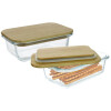 SustaniaTORINO Frischhaltedose aus Glas Bambusdeckel ca. 17 x 12,5 x 5,9 cm ca. 640 ml