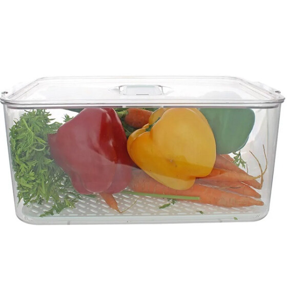 PARMA Kühlschrankbox Clickdeckel, Belüftungsklappe Abtropfgitter 33 x 21,5 x 14,5 cm transparent PP