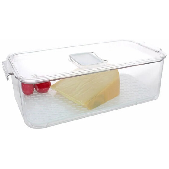 Centi PARMA Kühlschrankbox Clickdeckel, Belüftungsklappe Abtropfgitter 32 x 16,5 x 10 cm transparent PP
