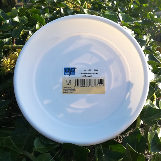 alpfa 861485 Untersetzer für Pflanztopf Sydney 28 cm - 21 cm Durchmesser - weiß