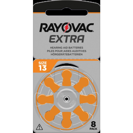 Rayovac Extra Advanced 8er Pack PR48 / 13A - Zink-Luft Hörgeräte-Knopfzelle, 1,45 V