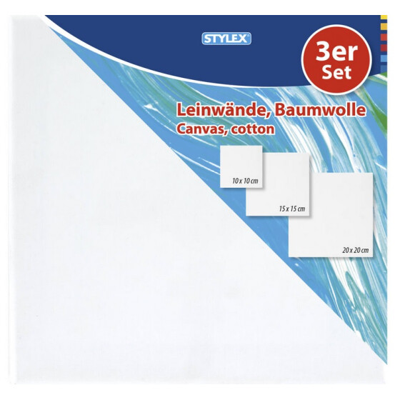 Leinwand Keilrahmen bespannt grundiert 3er Pack 10x10 15x15 20x20cm