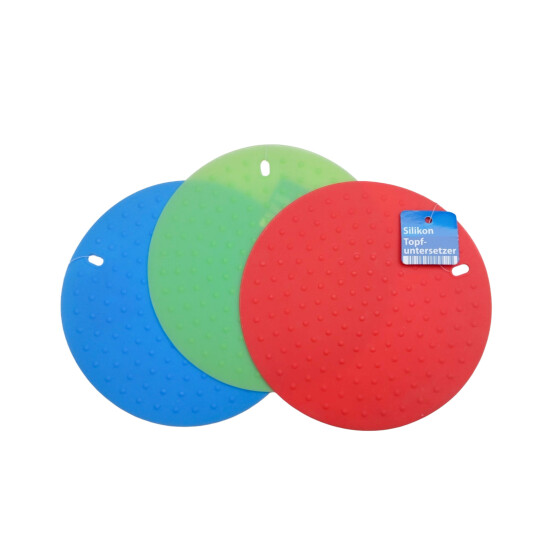 Silikon Topfuntersetzer farbig rot grün oder blau D= 18cm 1 Stück