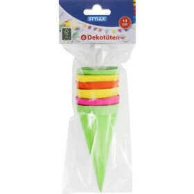 Stylex 47174 Deko-Schultüten NEON 6 Stück, 12...