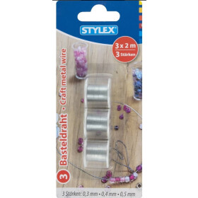 Stylex 46474 Basteldraht silberfarben 0,3 + 0,4 und 0,5...