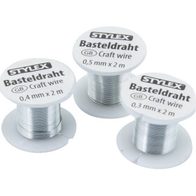 Stylex 46474 Basteldraht silberfarben 0,3 + 0,4 und 0,5...