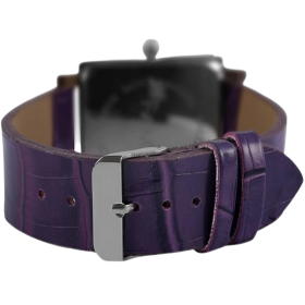 Damenuhr Kunstlederband lila große Ziffern eckiges Ziffernblatt