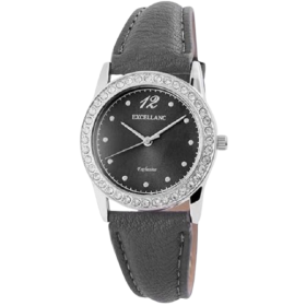 Damenuhr Uhr Armband Kunstleder anthrazit Steinchenbesatz