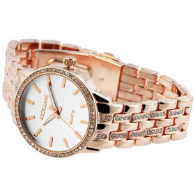 Damenuhr Armband Edelstahl rosegoldfarben Steinbesatz...