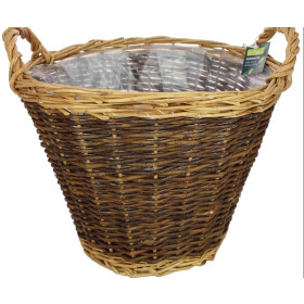 Sustania Stabiler Weidenkorb mit Henkel dunkelbraun/beige...