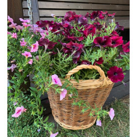 Sustania Stabiler Weidenkorb mit Henkel dunkelbraun/beige...