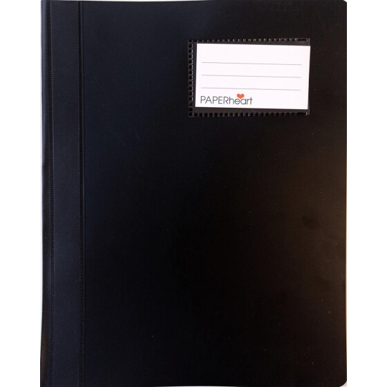 Paperheart Schnellhefter Extra mit Einstecketikett und Innentasche - schwarz - A4