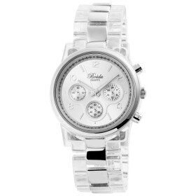 Edelstahl Damenuhr Armband Kunststoff silberfarben Analog...