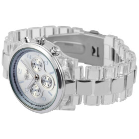 Edelstahl Damenuhr Armband Kunststoff silberfarben Analog...