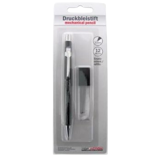 Druckbleistift 0,5 mm Strichstärke 12 Ersatzminen Büro Schreibwaren Top Action  82045444
