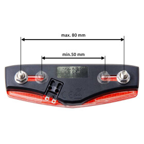 Filmer 40065 LED-Rücklicht Standlichtfuntion Nabendynamo schwarz-rot 80/50mm