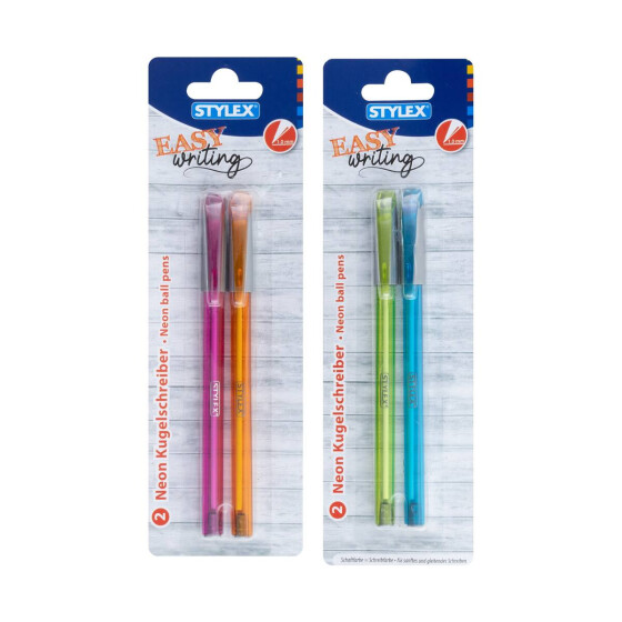 Stylex 30220 Kugelschreiber Neon, 2 Stück, EASY writing - farbig schreibend
