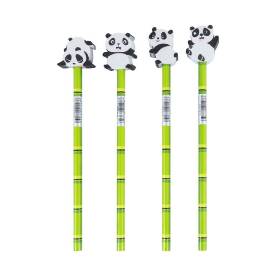 Bleistift Radiergummi Topper 1 Stück aus 4 Panda Designs Schaftbedruckung