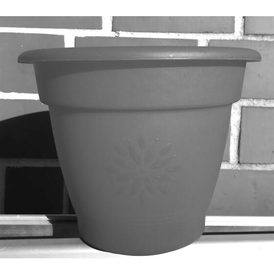 alpfa 831540 Blumenkübel Sydney mit Dekor 23 x 19 cm - anthrazit