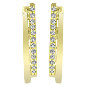 585/- Gold Klapp-Creolen, Zirkoniabesatz, Gelbgold, 14 Karat