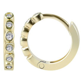 585/- Gold Klapp-Creolen, Zirkoniabesatz, Gelbgold, 14 Karat
