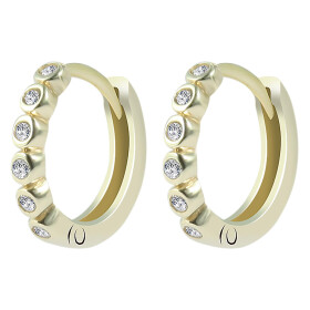 585/- Gold Klapp-Creolen, Zirkoniabesatz, Gelbgold, 14 Karat