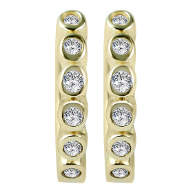 585/- Gold Klapp-Creolen, Zirkoniabesatz, Gelbgold, 14 Karat