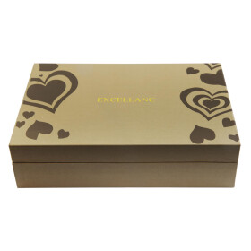 Set aus goldfarbener Damenuhr, Herz-Ohrringen und Kette mit Herz-Anhänger