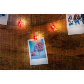 10er LED Fotoclips Lichterkette Geschenk Timer-Funktion warmweiß Dekobedarf Goobay 60249