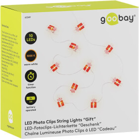 10er LED Fotoclips Lichterkette Geschenk Timer-Funktion warmweiß Dekobedarf Goobay 60249