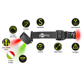 LED Stirnlampe High Bright 240 7 Leuchtmodi Freizeit Hobby Elektronik Lampen Goobay 58391