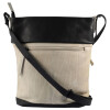 Damen Tasche Umhängetasche Leder sand / schwarz 25 x 27 x 7,5 cm Leonardo Verrelli