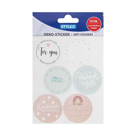 Deko Sticker 24 Stück 6 Designs z.B für Geschenke