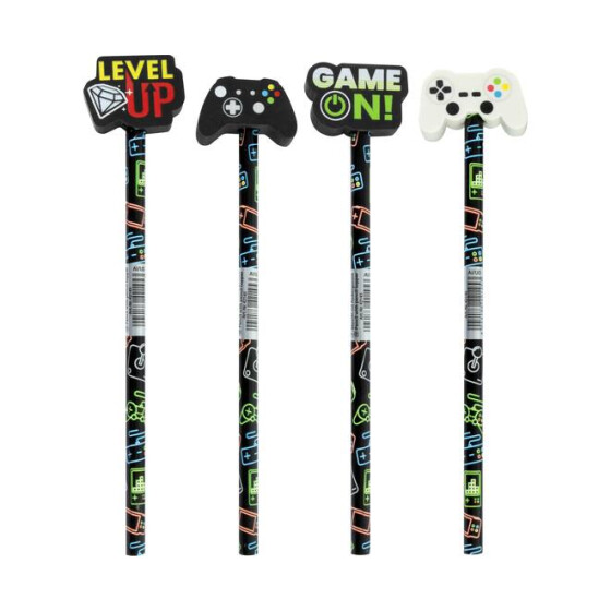 Bleistift Radiergummi Gaming Design Schaftbedruckung 4 Motive 1 Stück