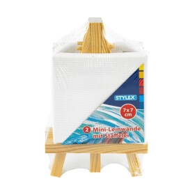 Mini Leinwand Staffelei 2 Stück 7x7cm weiß...