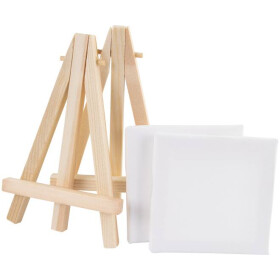Mini Leinwand Staffelei 2 Stück 7x7cm weiß...