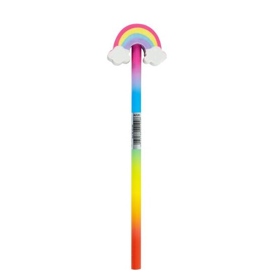 Bleistift mit Radiergummi Rainbowmotiv Schaftbedruck 1 Stück